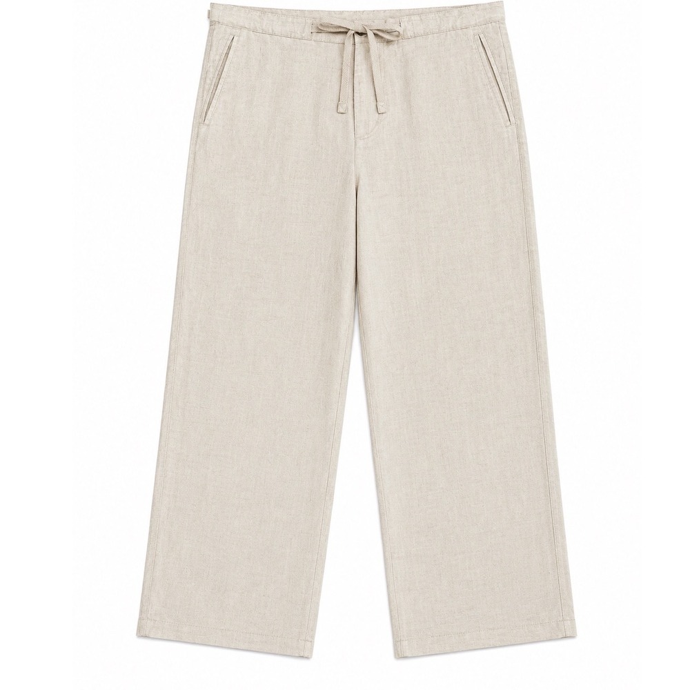 Tasso Elba Island Linen Pants 32x30 Beige Wide Leg Drawstring Beach Resort Wear